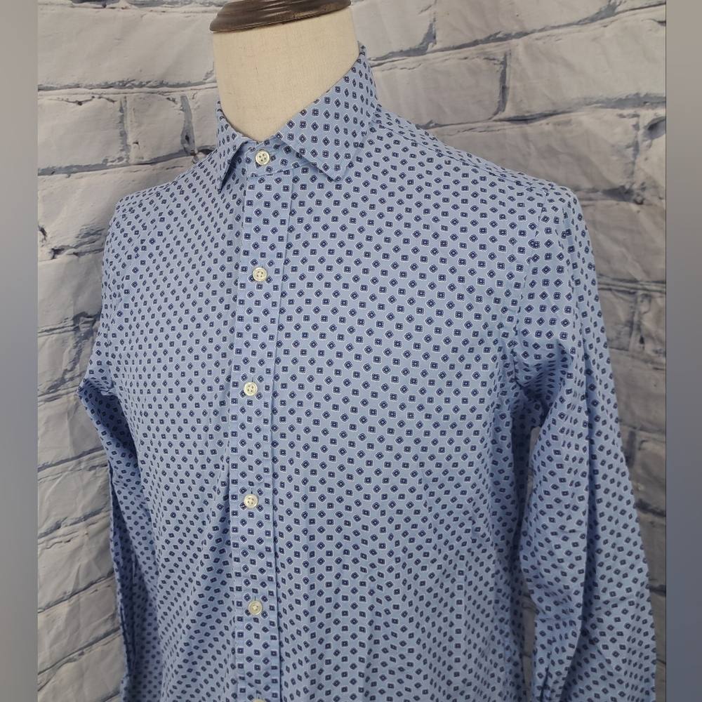 NWOT Polo Ralph Lauren Mens Button Up Shirt Blue Floral Medallion Pattern Medium